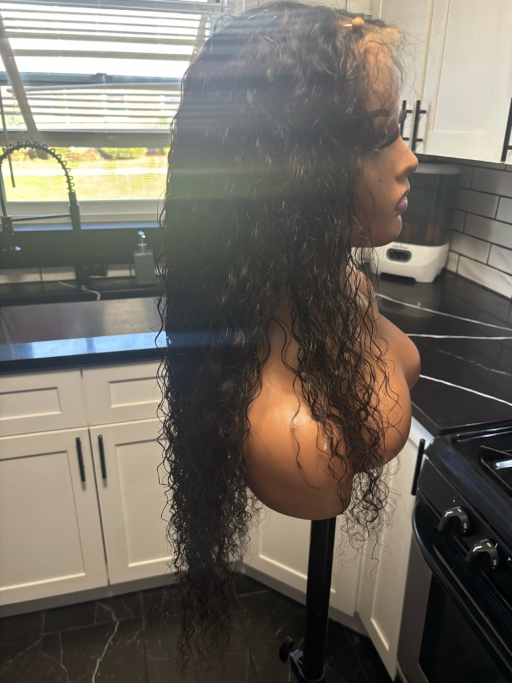 Human Hair Lace Front Wig - Natural Black Deep Wave - Picture 5 of 6
